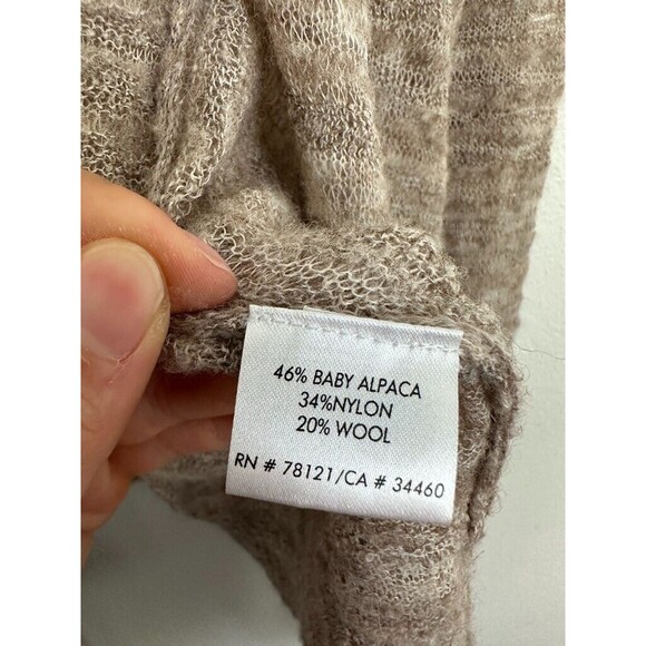 Eileen Fisher Women's Open Front Baby Alpaca Waterfall Cardigan Beige Size Large - Picture 6 of 8